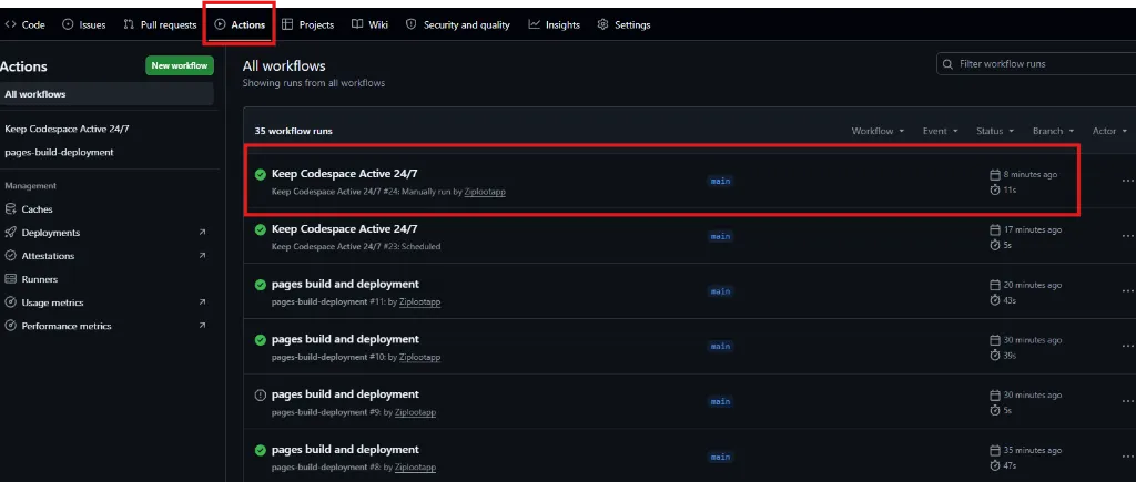 GitHub Actions Keep-Alive 24/7 Success Run Proof