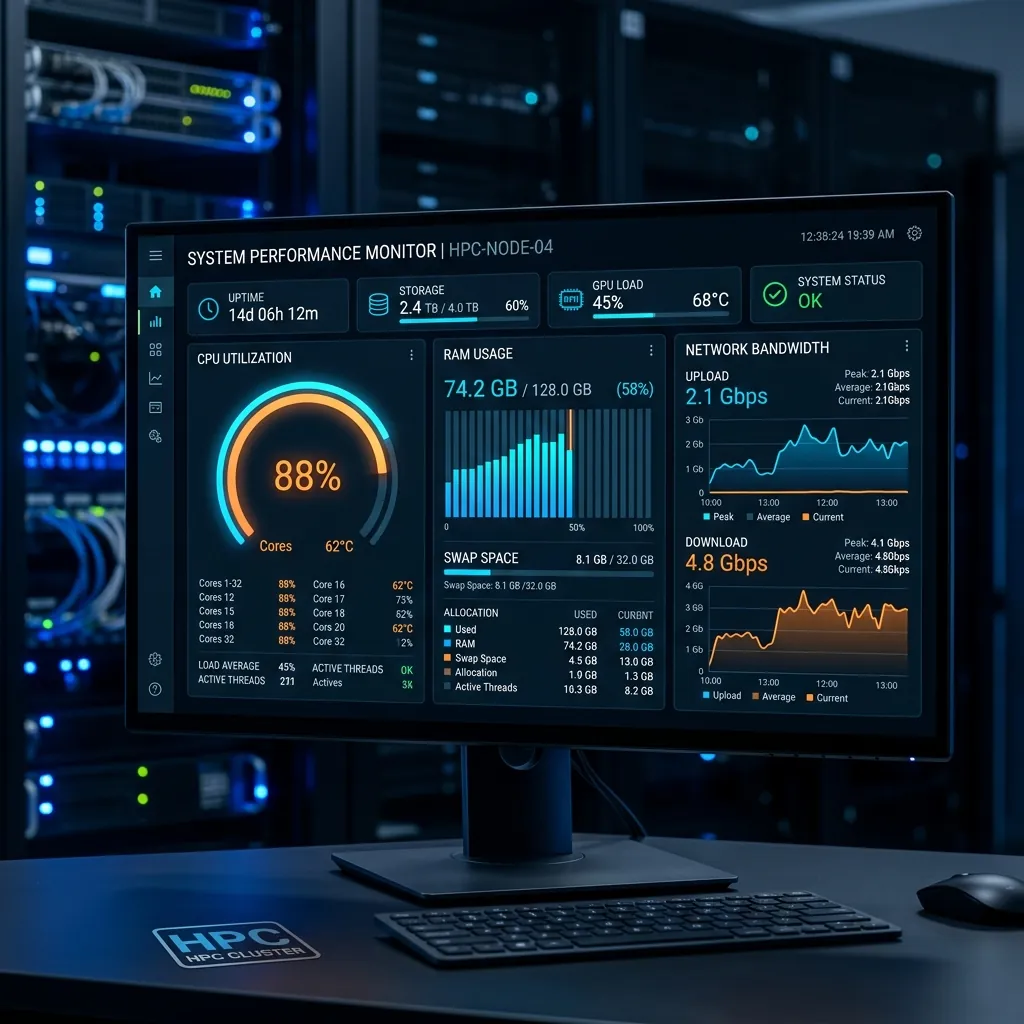 Oracle Cloud server dashboard showing VM creation panel and monitoring metrics