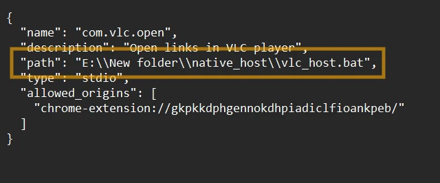 Step 3: Edited JSON with Double Backslash Path