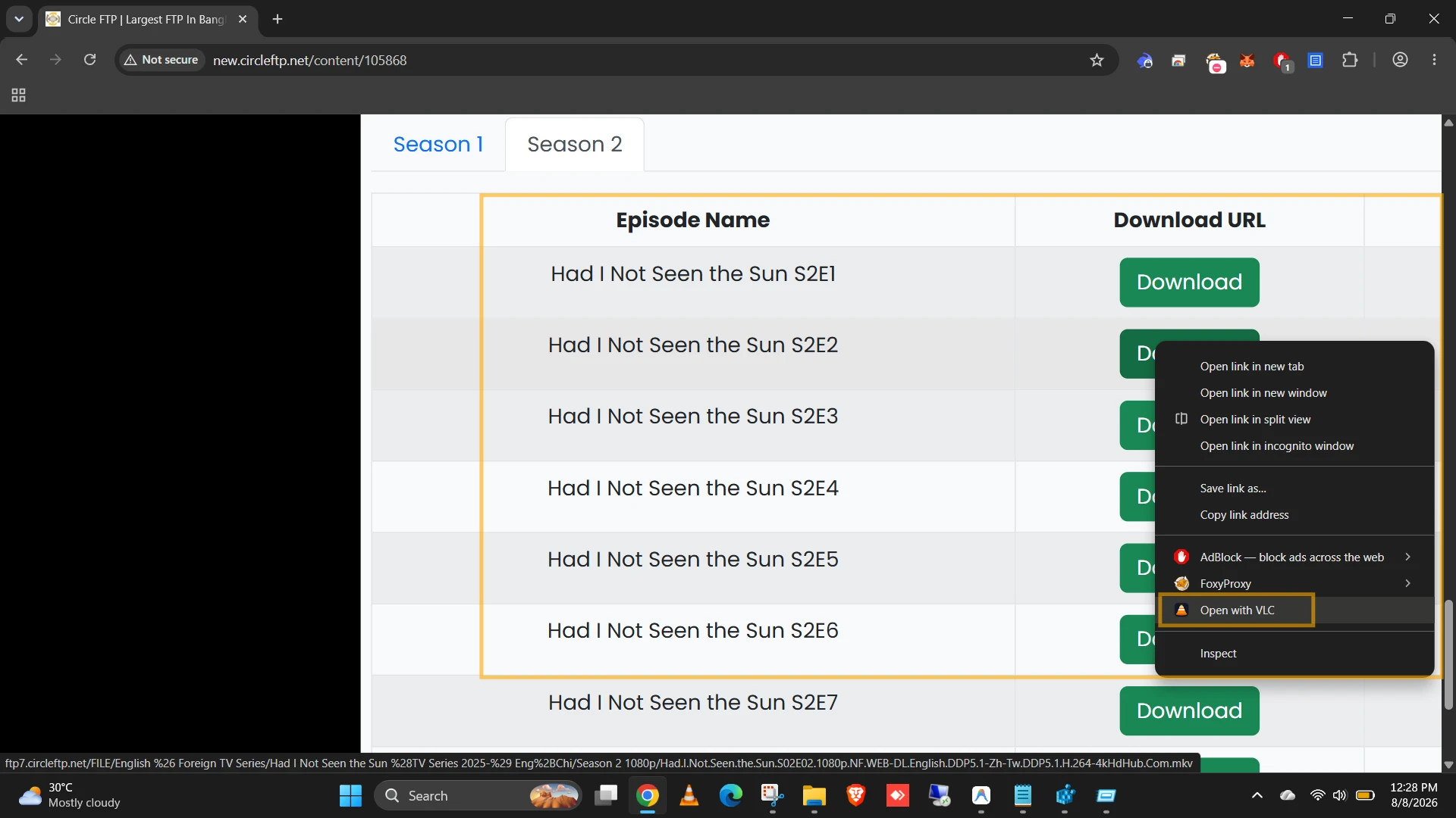 Step 7: Right Click Open with VLC Context Menu