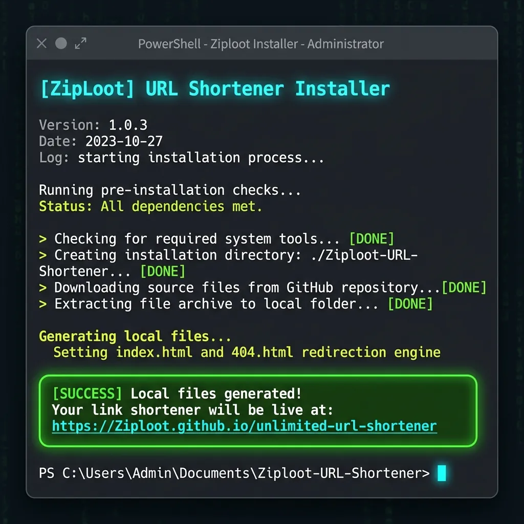 PowerShell terminal screenshot showing generation of redirection files